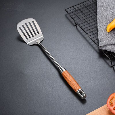 Transform Your Cooking Experience with Our 304 Stainless Steel Huali Wooden Spoon Kitchen Utensils